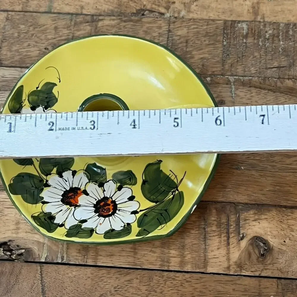 Vintage 1922 Italian Daisy Yellow Candle Holder 6